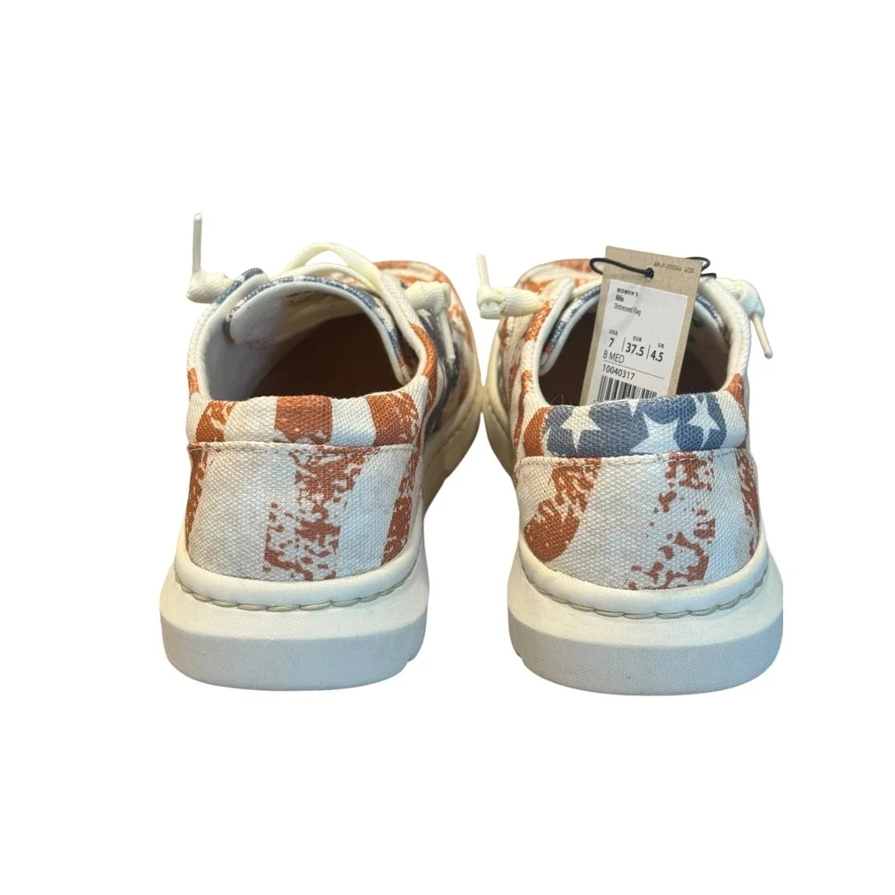 Ariat Hilo Womens Distressed Flag Canvas Slip On Shoes Red White Blue Size 7 NIB